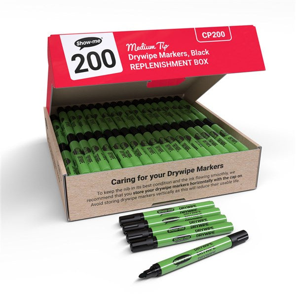 Show Me Medium Tip Black Student Whiteboard Markers (Pack of 200 Marker)
