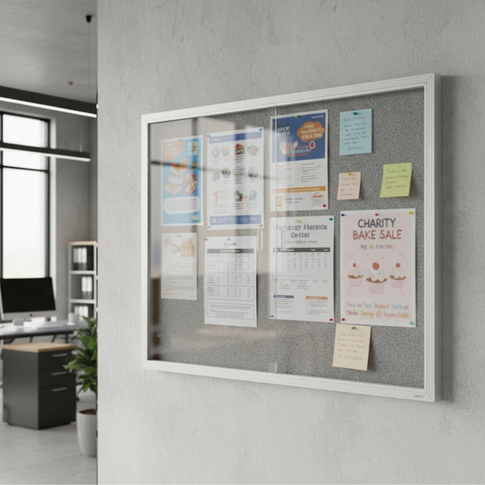 Visionchart BeNoticed Sliding Door Notice Case Felt Pinboard 1800 x 1200mm SGCF4