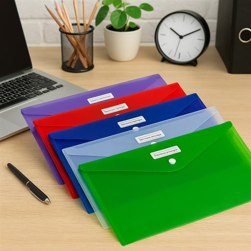 Premier Stationery Document Envelope – A4 Size (Pack of 10 Assorted Colours) Environmentally Friendly - Recyclable