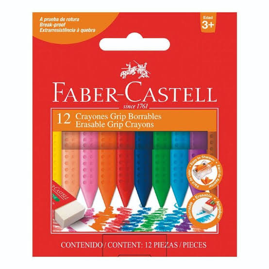 Faber-Castell Jumbo Grip Erasable Crayons 12Pk