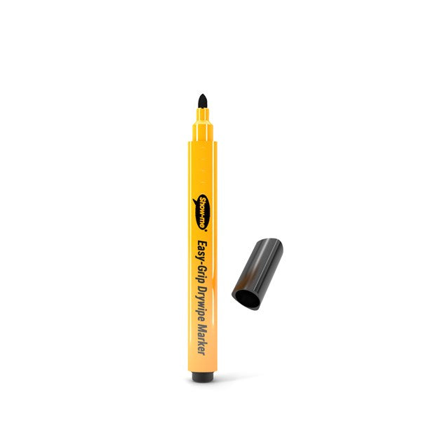 Show-me Triangular Barrel Drywipe Markers – Black (Pack of 10 Markers)
