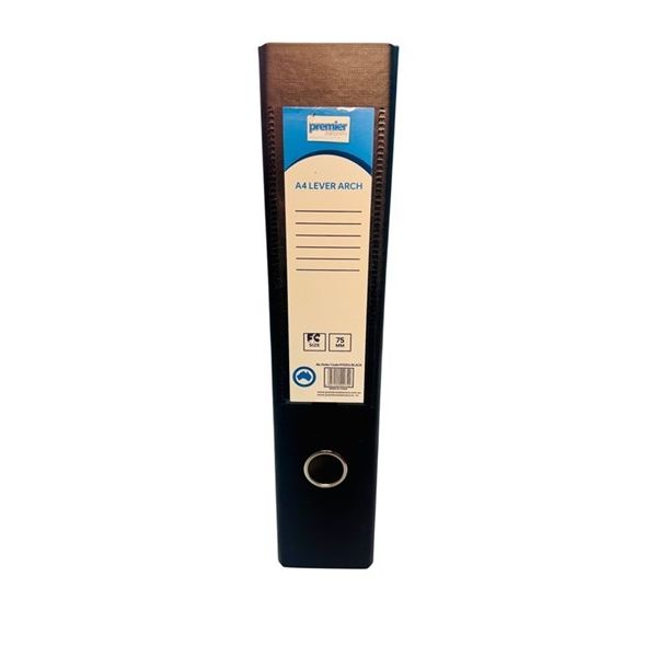 Premier Lever Arch File FC Size – 75mm Spine, Black