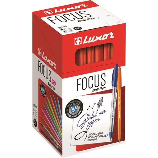 Luxor Focus Ball Pen – Red Ink, 1.0mm Medium Point – Value Pack of 50 Ballpoint Pens