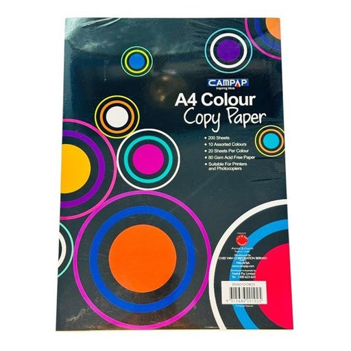 A4 Coloured Copy Paper 200 Sheets per Ream (20 Sheets per Colour)