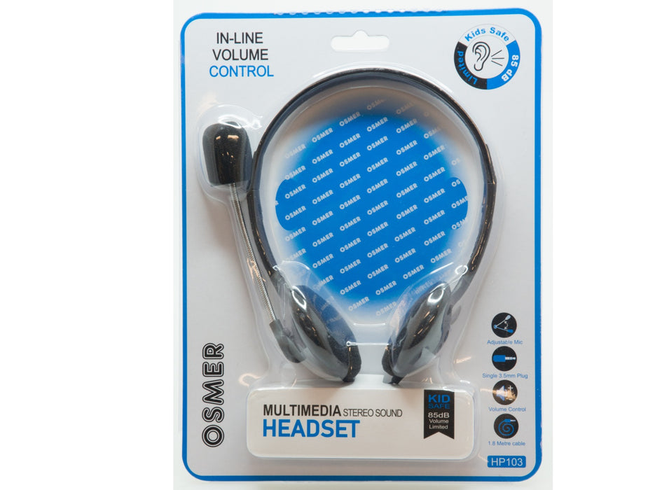 Osmer Headphone with Mic and Volume Control Single 3.5mm Plug