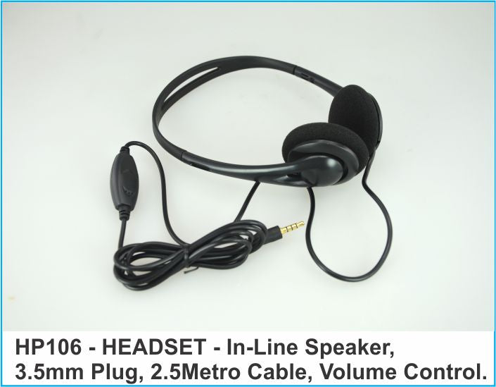 Osmer Headphone with Inline Mic and Volume Control Single 3.5mm Plug