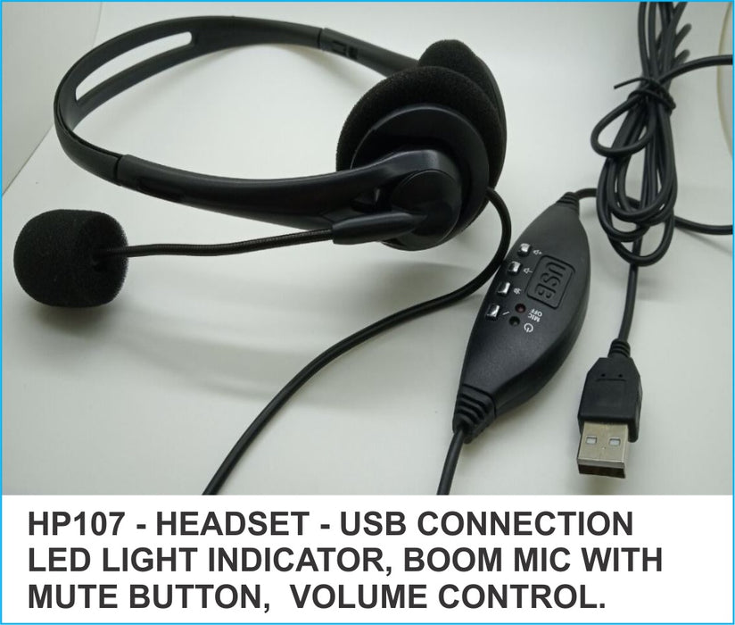 Osmer Headphone with Mic Mute and Volume Control USB Plug