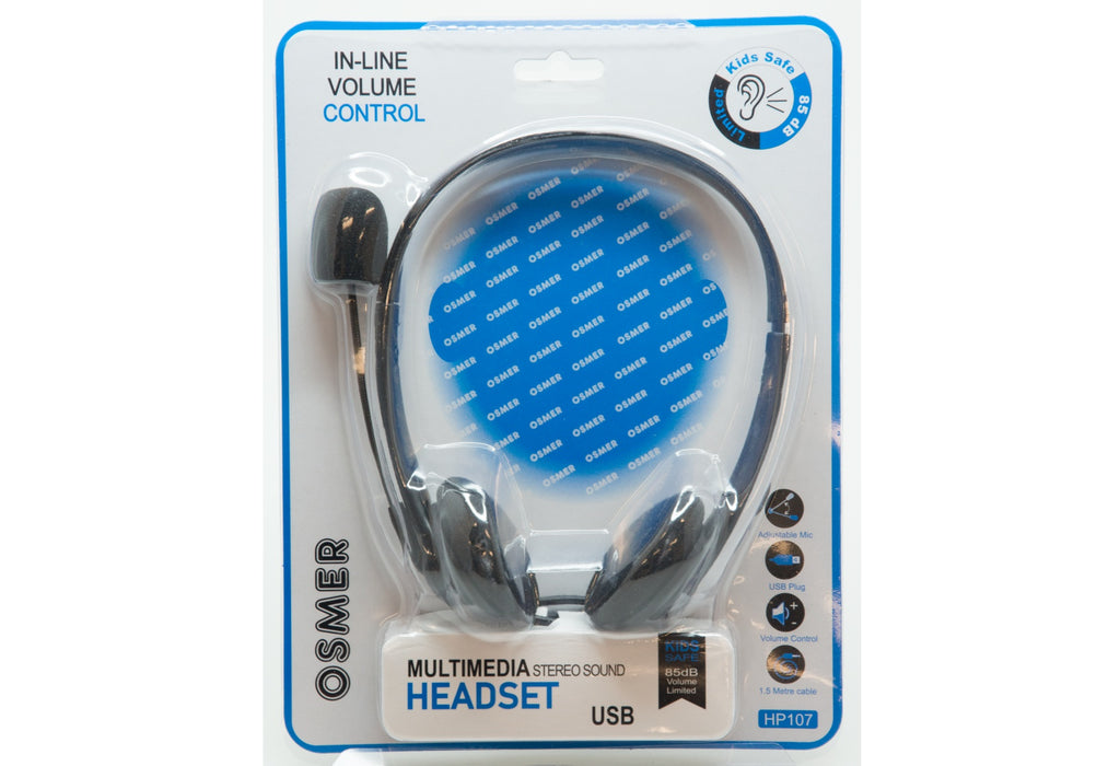 Osmer Headphone with Mic Mute and Volume Control USB Plug
