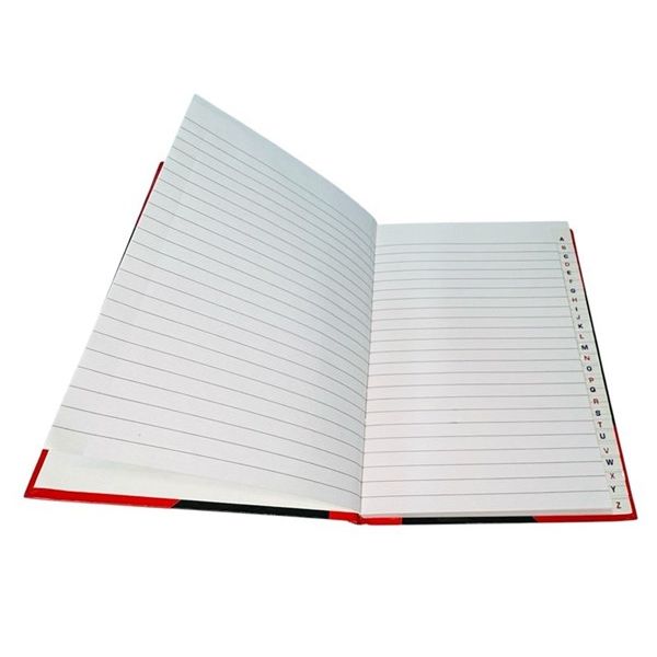 Notebook A4 Hardcover Indexed A-Z Ruled 200 Page Red & Black 100 Leaf / 200 Pages Gloss Cover