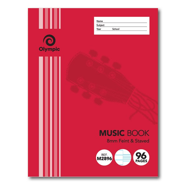 Olympic M2896 Music Book 8MM Stave 96 Page (225x175mm)