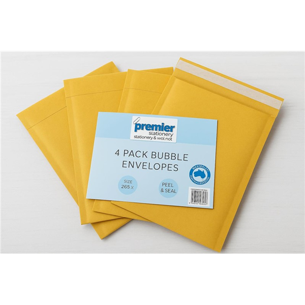 Bubble Envelopes Size D - 265mm x 180mm Pack/ 4 Peel & Seal