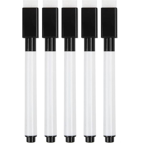Magnetic Black Whiteboard Markers – Pack of 5 with Eraser Tip & Magnetic Cap