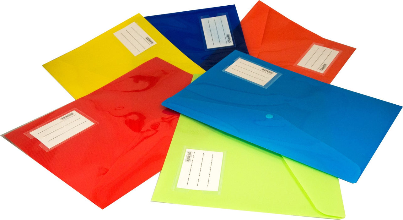 A4 Document Wallet with Name Pocket (Assorted Colours)