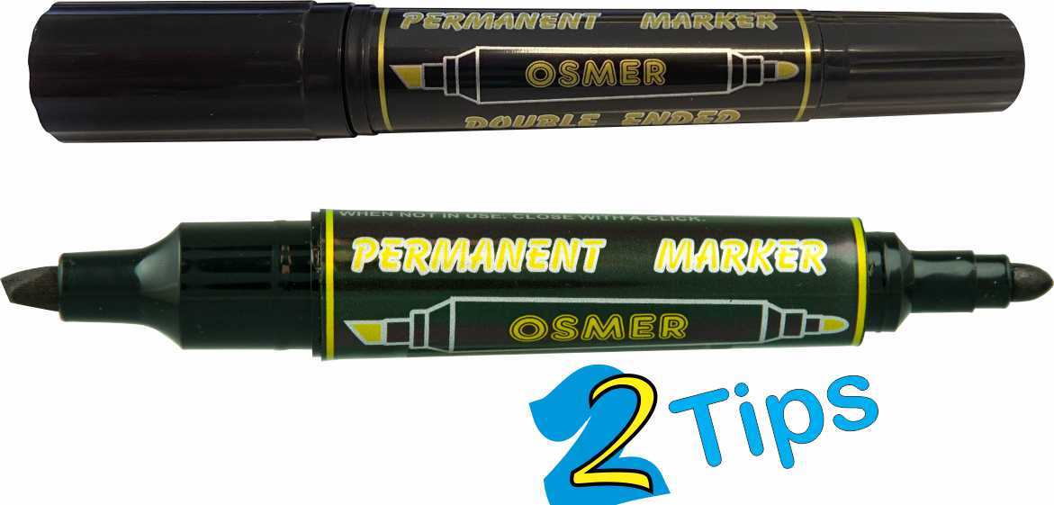 Osmer Double Ended Permanent Marker Dozen - Black