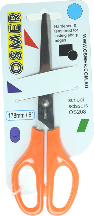 Osmer School Scissors 178mm Orange Handle