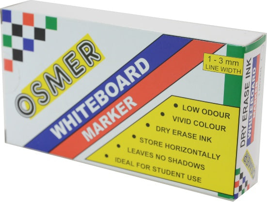 Osmer Whiteboard Marker Fine Tip - Red 12pk