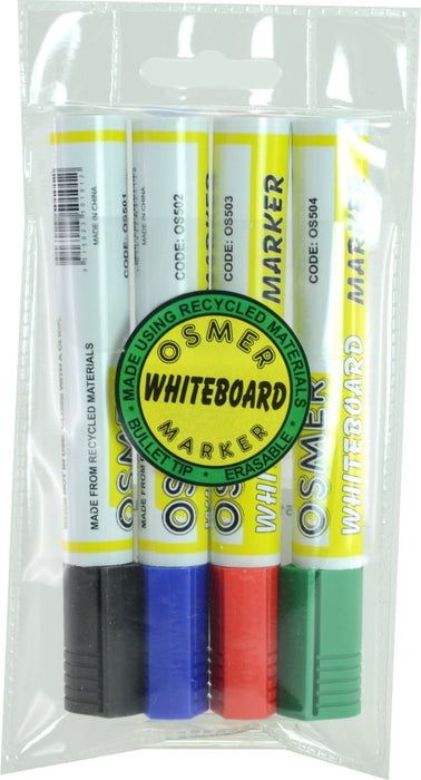 Osmer Whiteboard Markers - 4 Colour Wallet