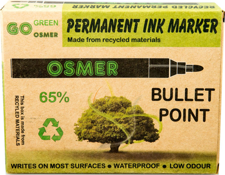 Osmer Permanent Markers Bullet Tip Dozen - Black