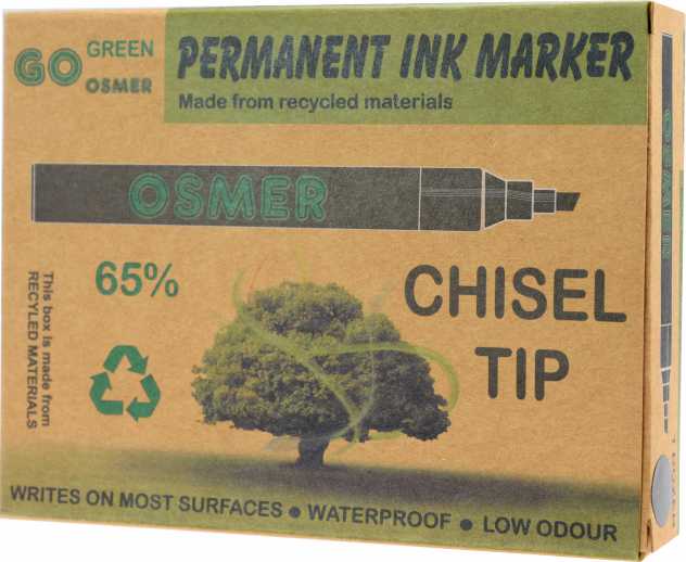 Osmer Permanent Markers Chisel Tip Dozen - Black