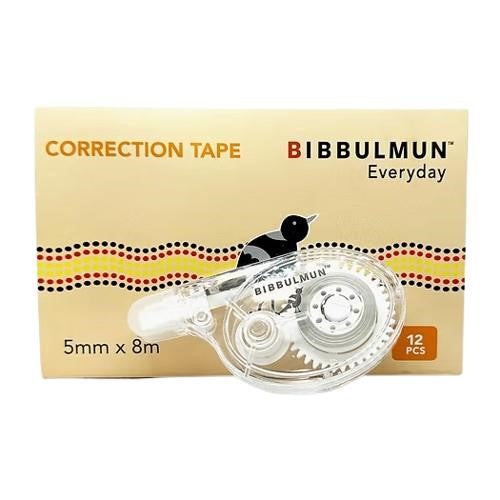 BIBBULMUN Correction Tape 5mm x 8m – Box of 12
