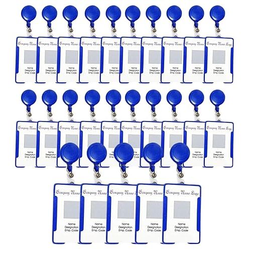 Bibbulmun ID Holder Retractable Badge Reel with Split Ring + Card Strap – Pack of 25 (Blue)