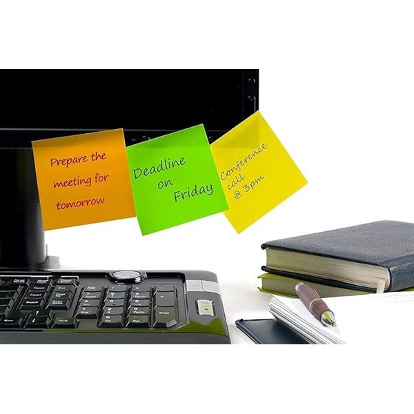 Bibbulmun Super Sticky Notes – 101mm x 101mm, 6 Neon Colours, 600 Sheets (Pack of 6)