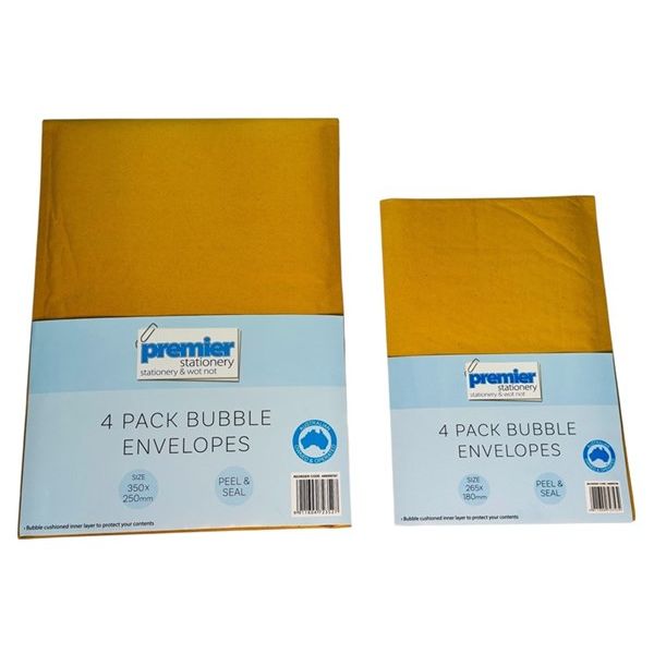 Bubble Envelopes Size D - 265mm x 180mm Pack/ 4 Peel & Seal