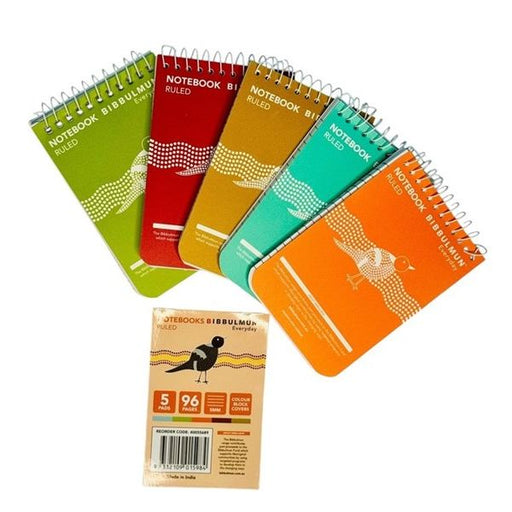 Bibbulmun Assorted Pocket Notebooks – Pack of 5 (96 Pages Each, 5mm Ruled)