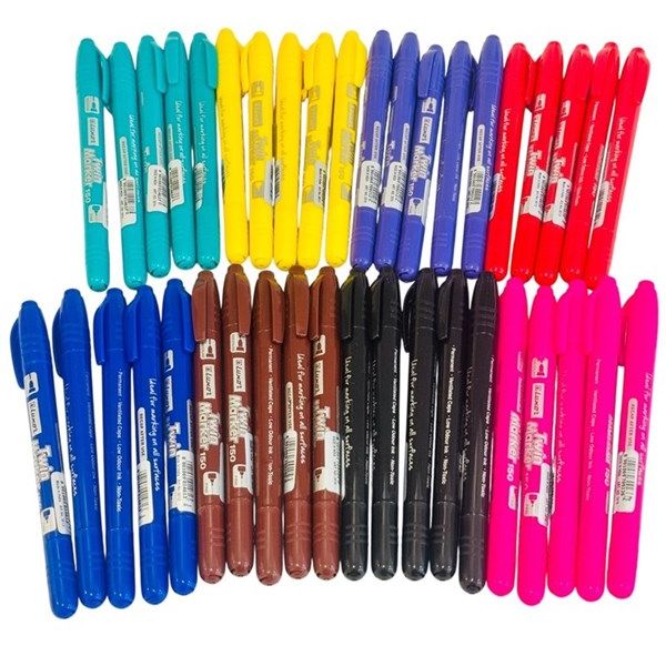 Luxor Twin Tipped Permanent Marker – 40pcs Assorted Colours per Cup Holder Pack