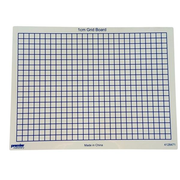 12 Pack Reusable Write-and-Wipe Double Sided Whiteboards with 1cm Grid on one side and blank on the other, Dimensions: 31 cm x 23 cm