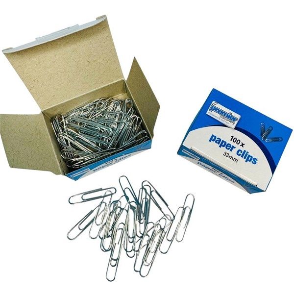 Premier Stainless Steel Paper Clips 33mm – Pack of 1000 ( 10 x Pk/ 100 )