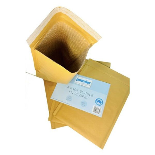 Padded Bubble Envelopes Large Size - 350mm x 250mm Pack/ 4 Peel & Seal