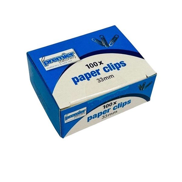 Premier Stainless Steel Paper Clips 33mm – Pack of 1000 ( 10 x Pk/ 100 )