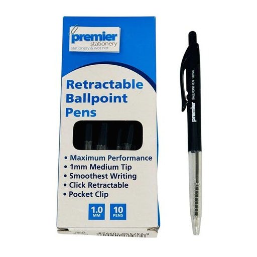 Premier Clic Retractable Ballpoint Pen Black 1.0 mm Pack 10
