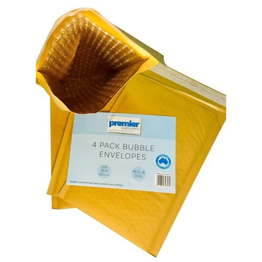 Bubble Envelopes Size D - 265mm x 180mm Pack/ 4 Peel & Seal