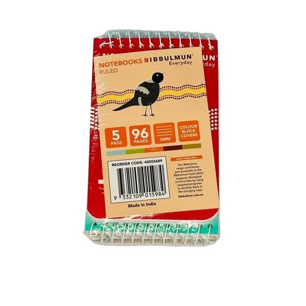 Bibbulmun Assorted Pocket Notebooks – Pack of 5 (96 Pages Each, 5mm Ruled)