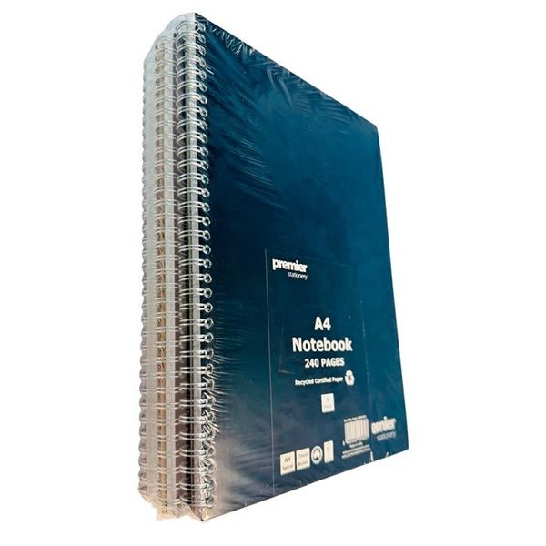 Premier A4 Spiral Notebook – 240 Pages, 7mm Ruled