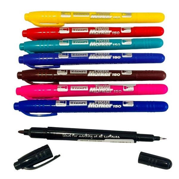 Luxor Twin Tipped Permanent Marker – 40pcs Assorted Colours per Cup Holder Pack