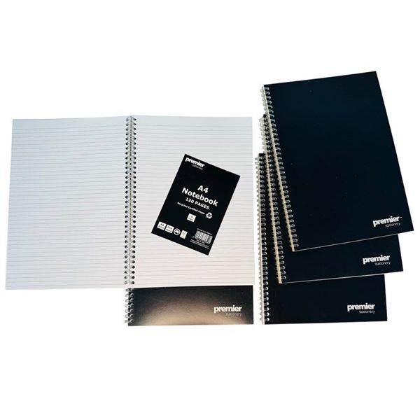 Premier A4 Spiral Notebook – 120 Pages, 7mm Ruled