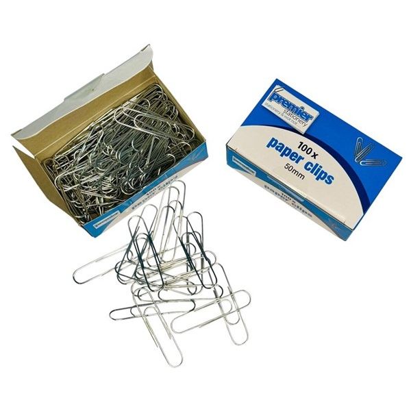 Premier Stationery 50mm Stainless Steel Paper Clips – Value Pack of 1000 (10 x Pk/ 100)