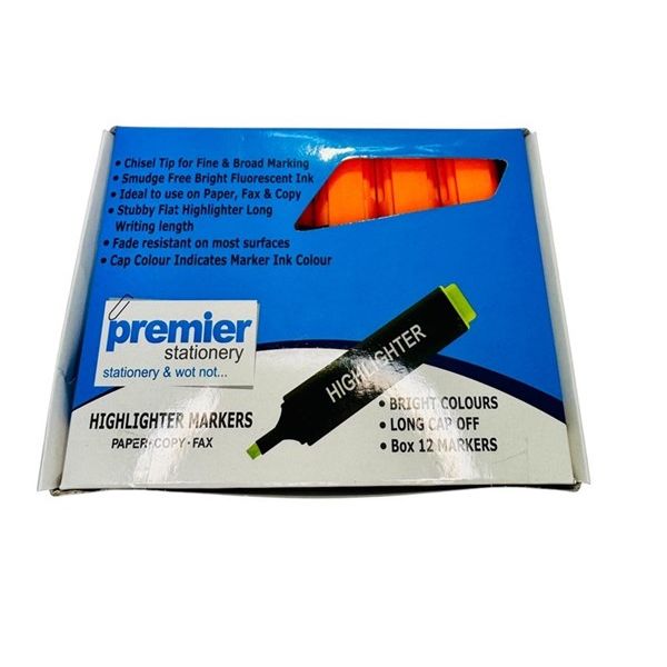 Premier Orange Highlighter Marker – Pack of 12