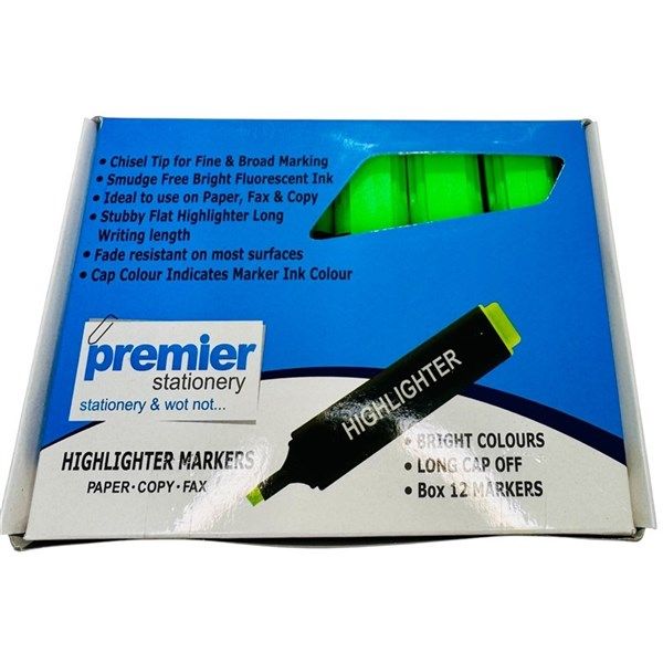 Premier Green Highlighter Marker – Pack of 12