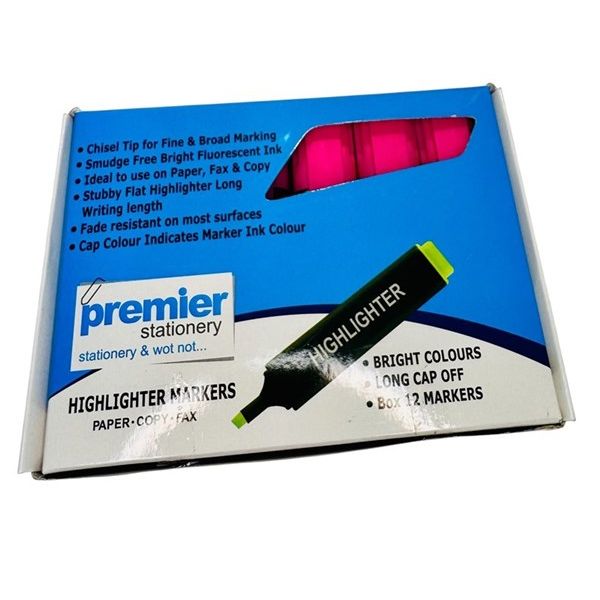 Premier Pink Highlighter Marker –Pack of 12