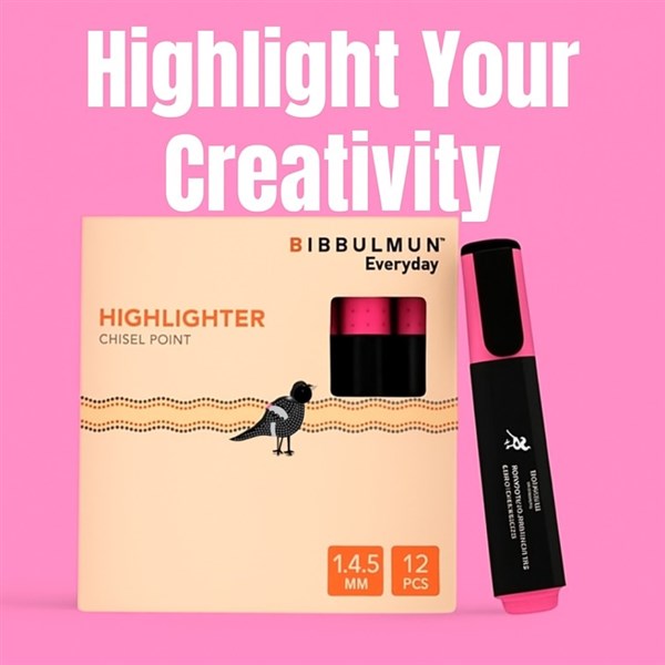 BIBBULMUN Pink Highlighter Chisel Point – Pack of 12
