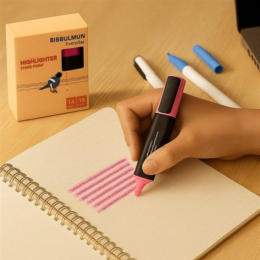 BIBBULMUN Pink Highlighter Chisel Point – Pack of 12