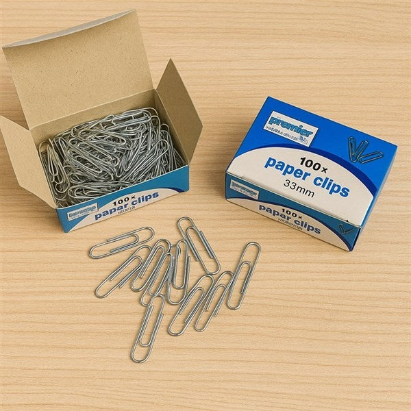 Premier Stainless Steel Paper Clips 33mm – Pack of 1000 ( 10 x Pk/ 100 )