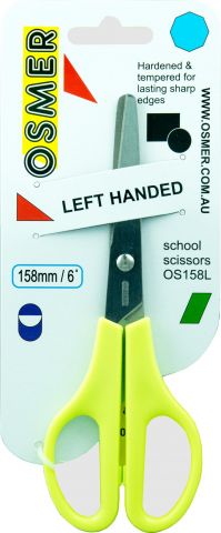 Osmer School Scissors 158mm Left Handed Green Handle