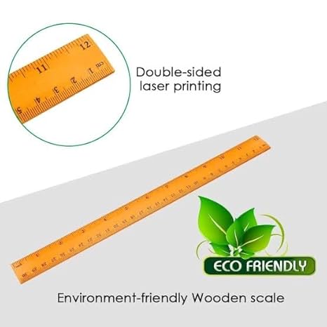 30cm Wooden Ruler – Unpolished, Durable, Eco-Friendly, School List item