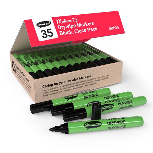 Show Me Medium Tip Black Student Whiteboard Markers (Pack of 35 Marker)