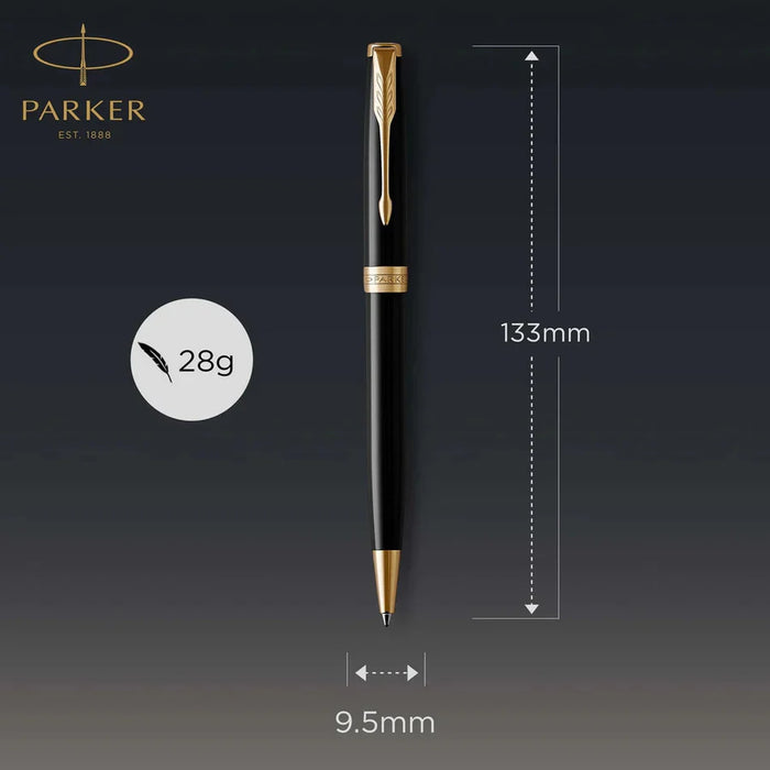 Parker Sonnet Black Lacquer Gold Trim Ballpoint Pen